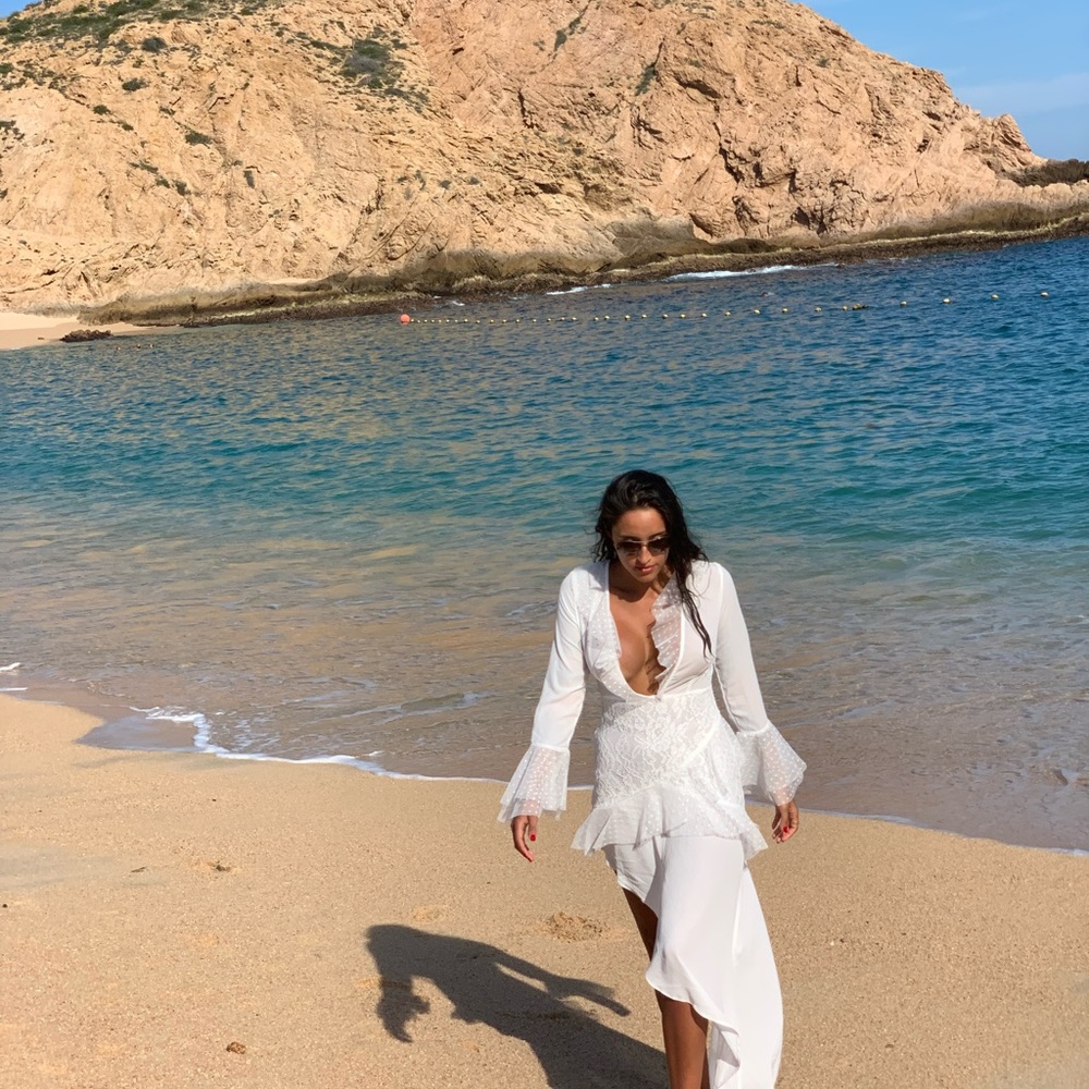 Nasty Gal Asymmetric white dresss